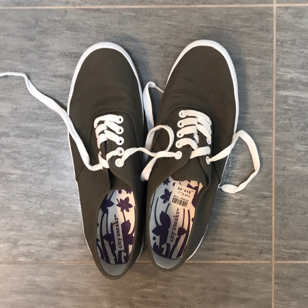 Gray lace up sneakers